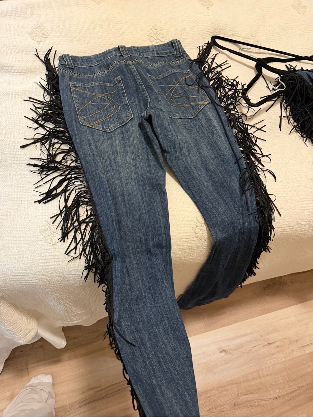 Jaded London El Topo Fringe Bootcut Jeans in Blue Wash - Picture 8 of 11